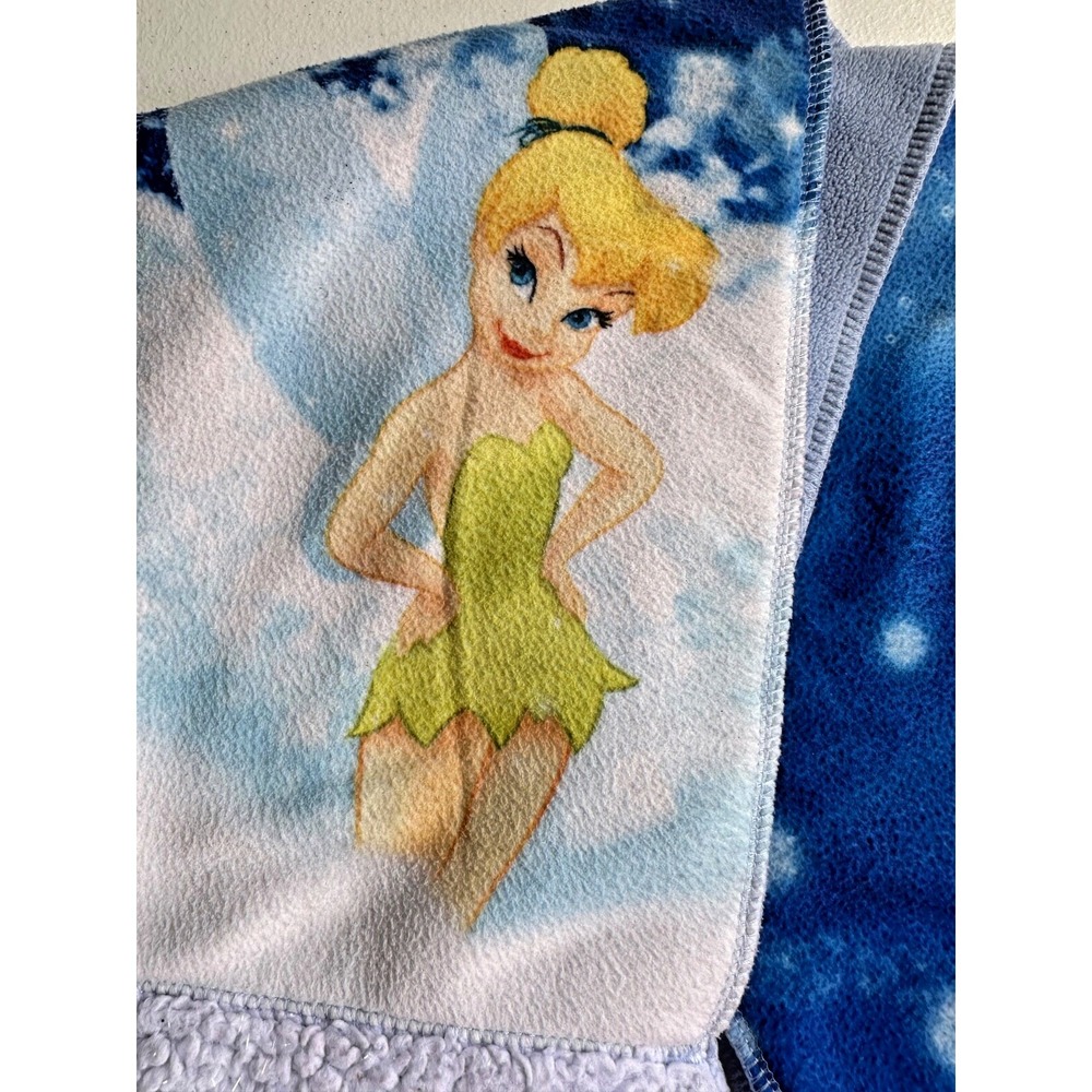 Disney Tinker Bell Neck Scarf Blue Plush Trim 52x7 Muffler Girls 2005 Coldwear